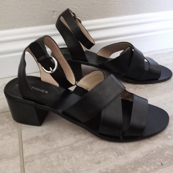 Marc Fisher Leather Strappy Block Heel Sandals - Picture 2 of 8